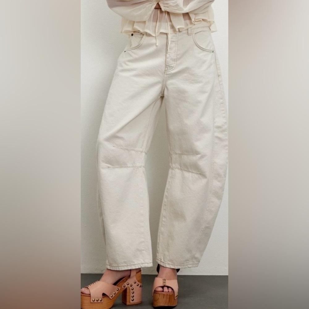 We The Free “Milk” Colour High Waisted Barrel Pants Size 30